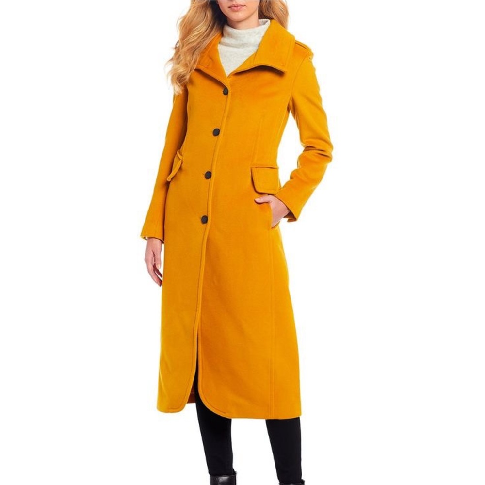 NWT Kenneth Cole Mustard Long Wool Coat